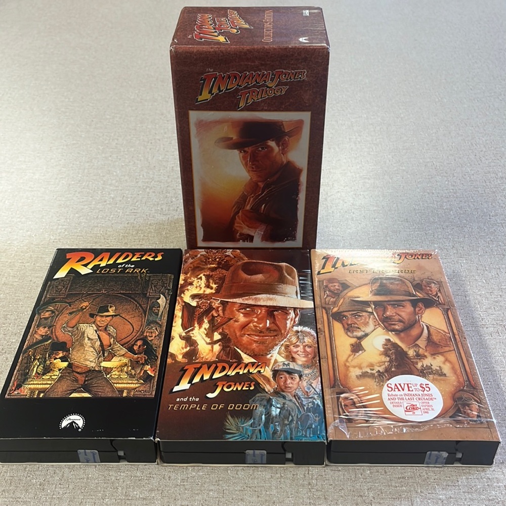 Indiana Jones Trilogy Box Set (VHS, 1989) Raiders of the Lost Ark Temple Doom
